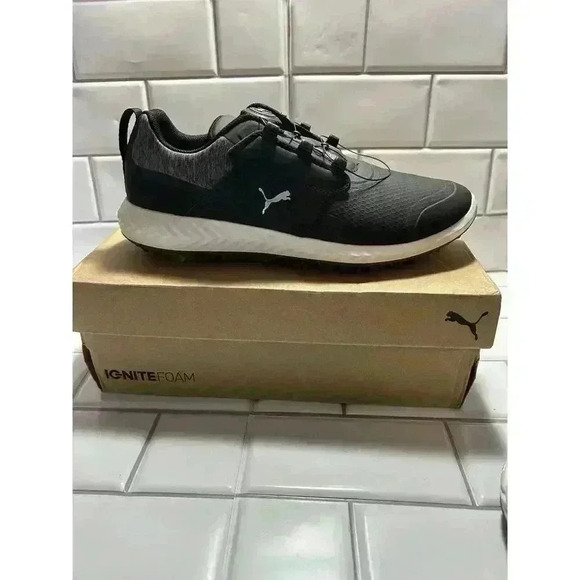 Puma Ignite Pwrcage Jrs Golf Shoes Black And Silver Waterproof 7C Juniors - Picture 9 of 14